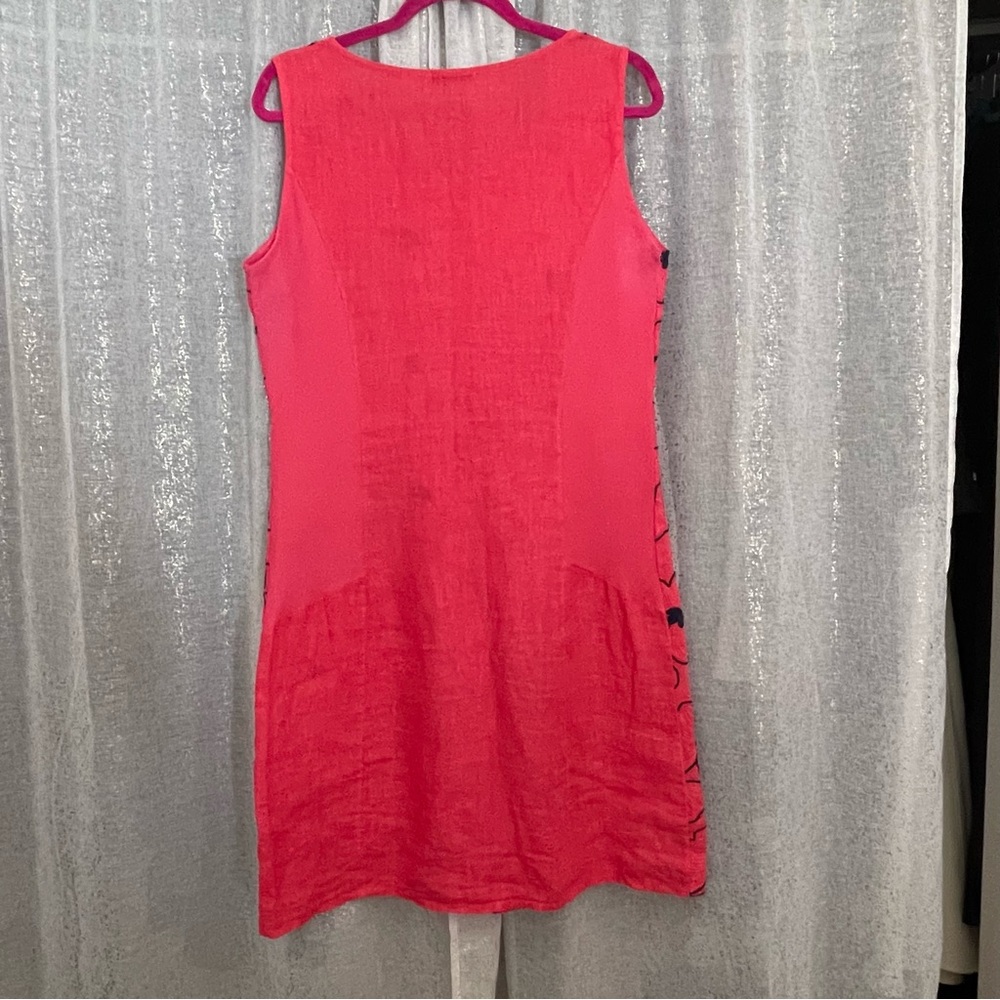 Floral Pink Dress linen Sleeveless size M - Picture 2 of 6